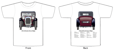 Austin Seven Nippy 1934-36 T-shirt Front & Back